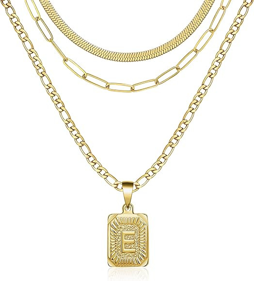 Gold Initial Necklaces Gift for Women,18K Gold Plated Dainty Layering Paperclip Link Chain Neckla... | Amazon (US)