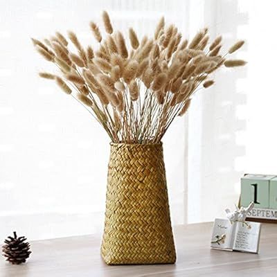 SHDAO Natural and Plush Woven Seagrass Flower Vase Seagrass Wicker Woven Vase | Amazon (US)