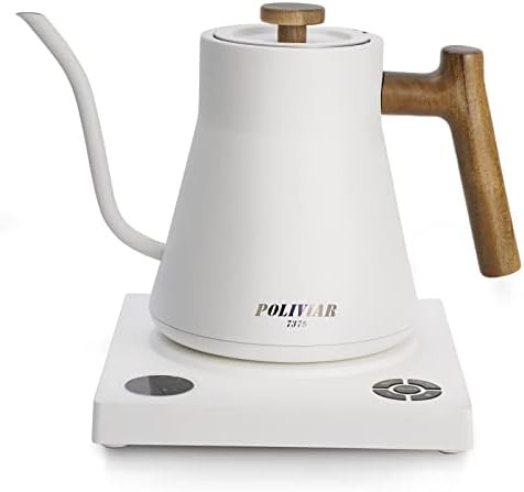 POLIVIAR Electric Gooseneck Kettle, 1200W Electric Tea Kettle w/teak wood handle, 34oz Pour Over ... | Amazon (US)