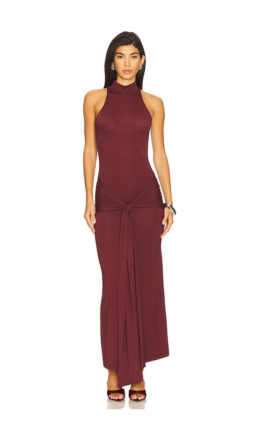 Bardot Isadora Maxi Tie Front Dress in Burgundy. Taglia 4. Also in 10, 12, 8. | Revolve Clothing (Global)
