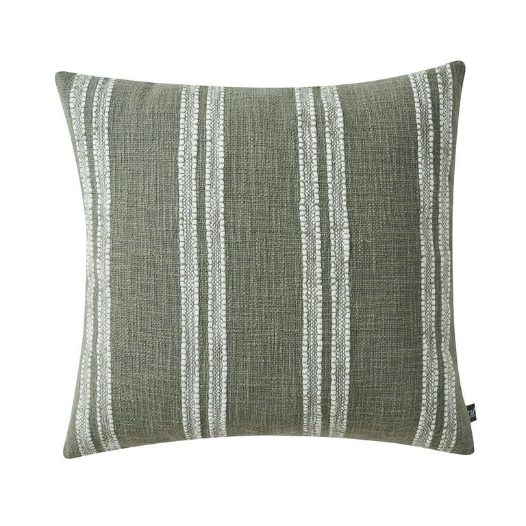 My Texas House 18" x 18" Singa Stripe Sage Green Reversible Cotton Slub Decorative Pillow | Walmart (US)