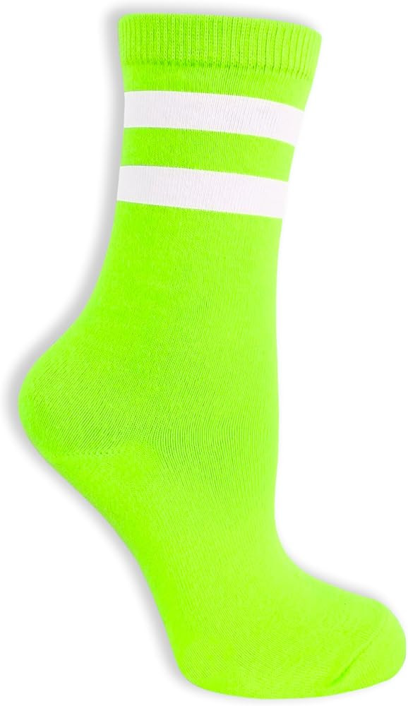 NEON NATION Unisex Adult Size Colored Mid Calf High Sock with Two Colored Stripes | Amazon (US)