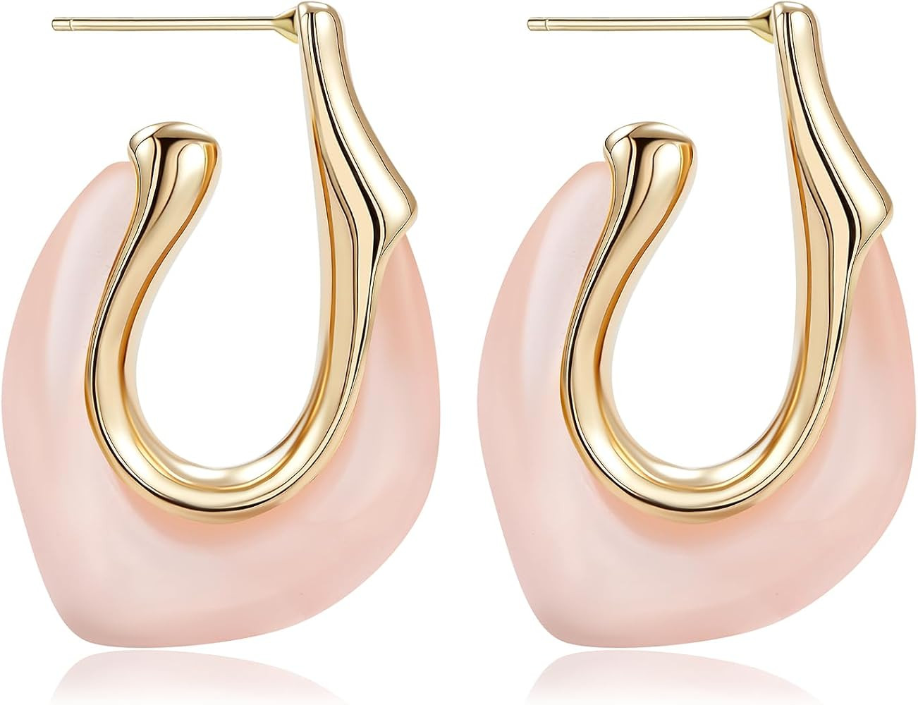 Acrylic Gold Hoop Earrings Chunky Huggie Statement Vintage Earrings Cute Resin Drop Earring Trend... | Amazon (US)