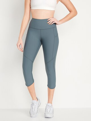 High-Waisted PowerSoft Mesh-Paneled Cropped Leggings for Women | Old Navy (CA)