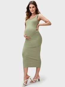 SHEIN BASICS Maternity Solid Tank Bodycon Dress
   SKU: sa2202187341426561      
          (54 Re... | SHEIN