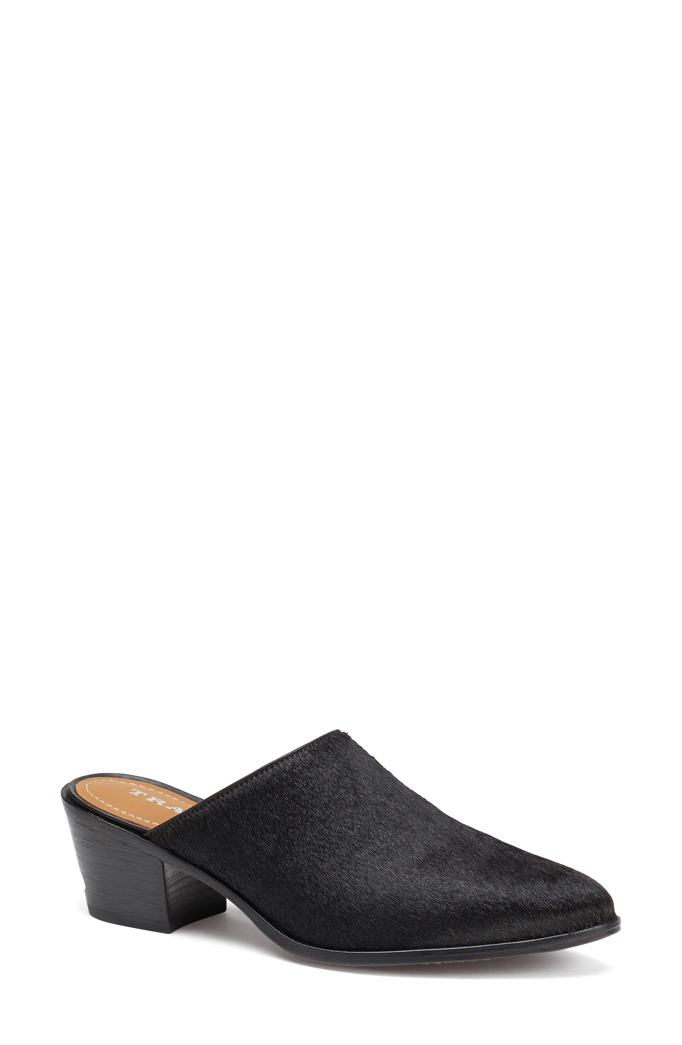 Women's Trask Teresa Genuine Calf Hair Mule, Size 9 M - Black | Nordstrom
