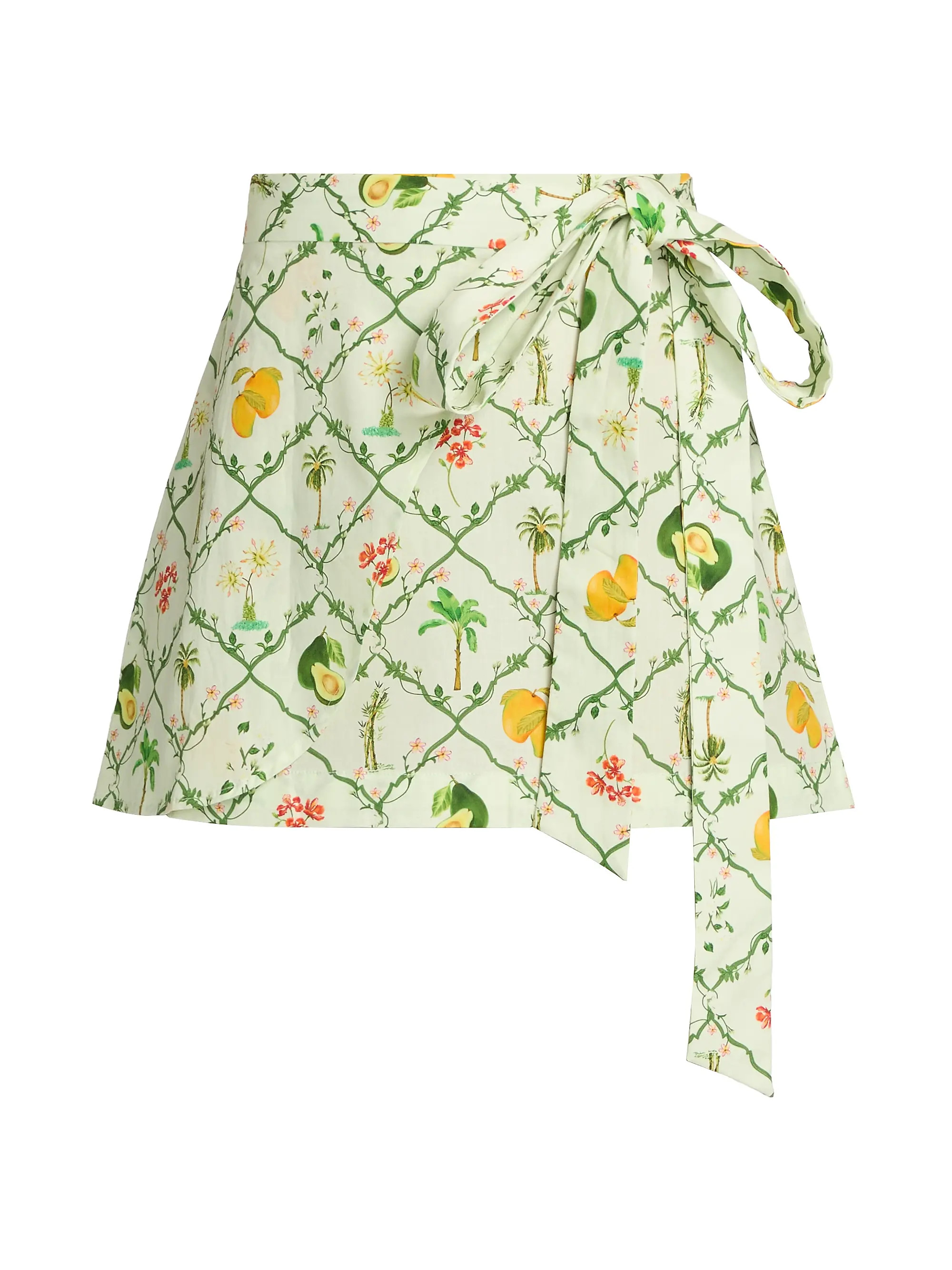 Verandah Pushpanjali Botanical Cotton Wrap Miniskirt | Saks Fifth Avenue | Saks Fifth Avenue