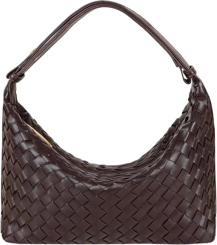 Vegan Leather Woven Tote Handbag, Top-handle Shoulder Bag, Pure Underarm Purse, Clutch, Braided | Amazon (US)