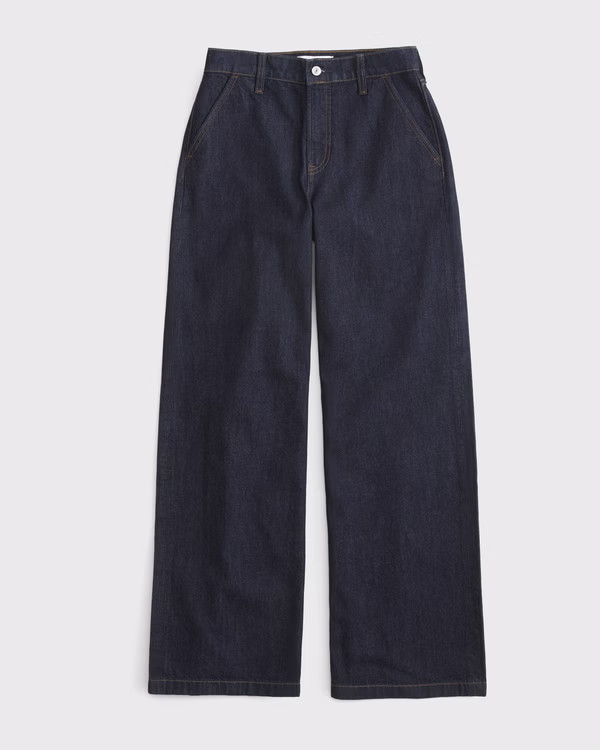 Women's Curve Love High Rise Wide Leg Trouser Jean | Women's Bottoms | Abercrombie.com | Abercrombie & Fitch (US)