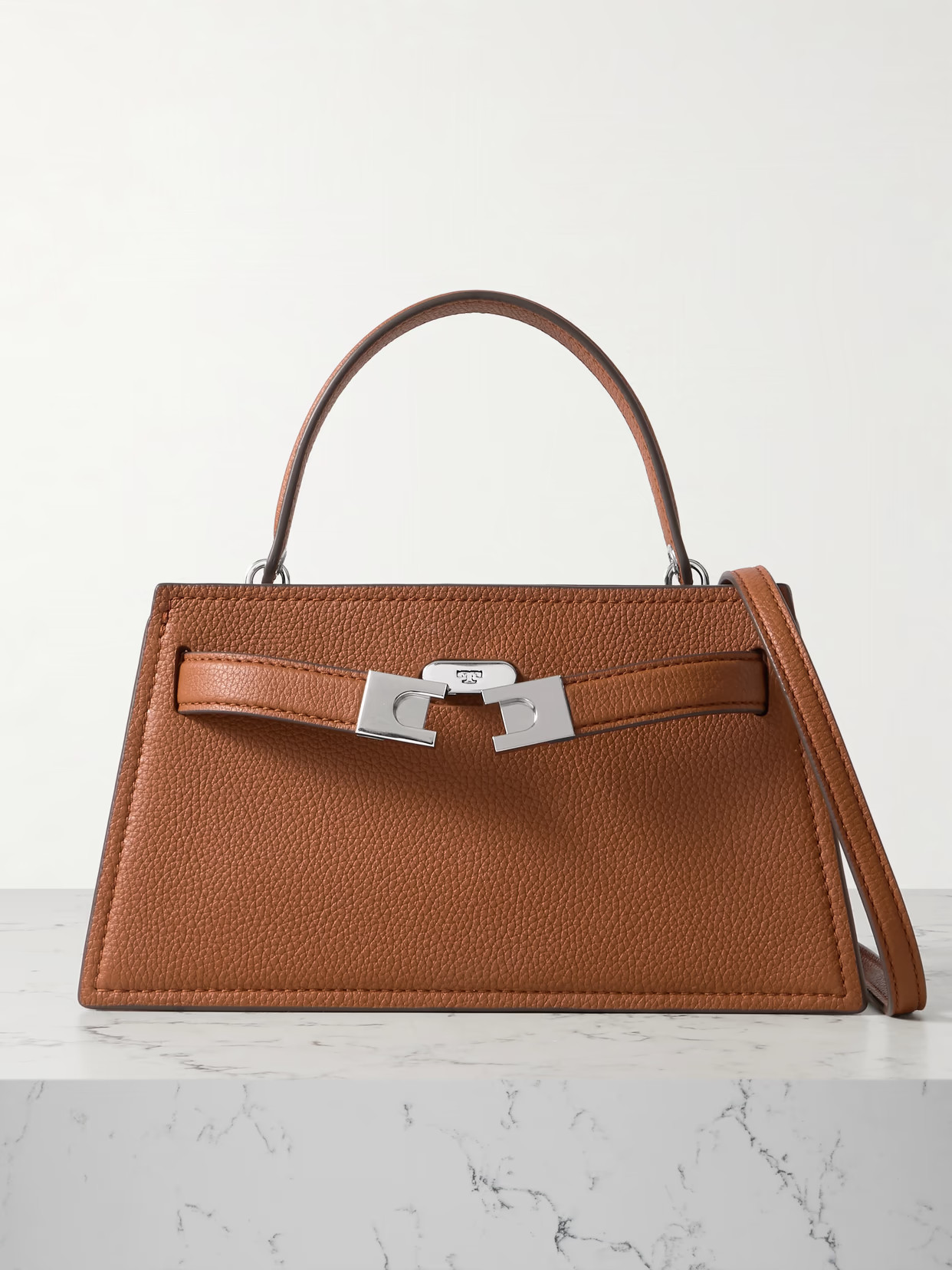 Tory Burch - Petite Lee Radziwill Textured-leather Shoulder Bag - Tan | NET-A-PORTER (UK & EU)