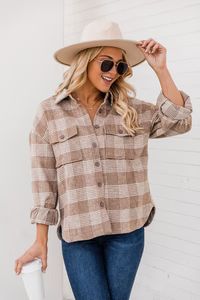 On The Same Sides Taupe Plaid Shacket FINAL SALE | Pink Lily