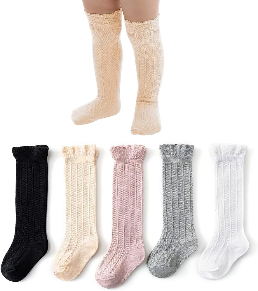 American Trends Baby Knee High Socks Girls Tube Long Socks Boys Newborn Infants Toddlers Ruffled ... | Amazon (US)
