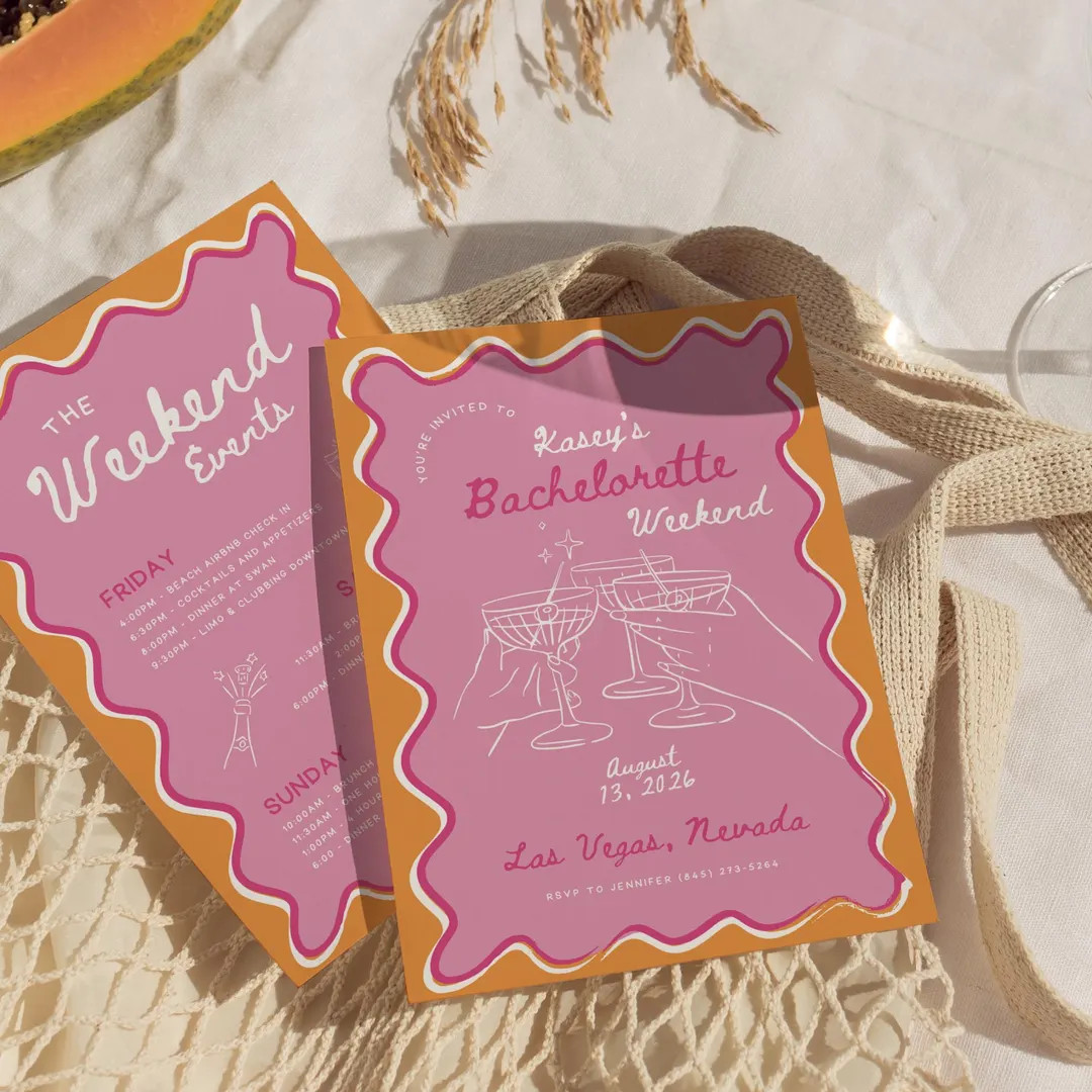 Handwritten Bachelorette Party Invitation & Itinerary Template (instant Download) - Etsy | Etsy (US)