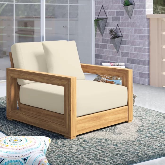 Lakeland Teak Patio Chair with Cushions | Wayfair North America