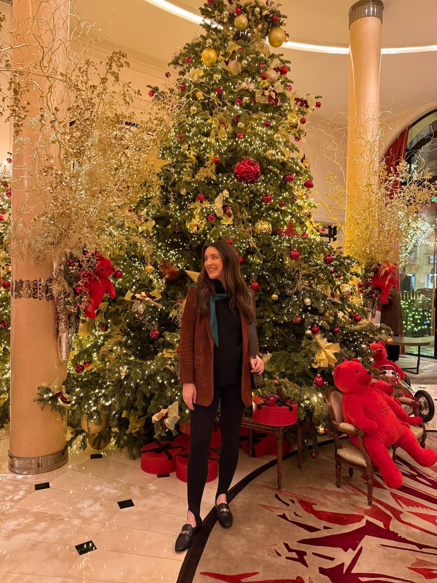 Outfit in Paris do high tea! Brown suede blazer, stirrup leggings, triangle scarf 

#LTKHoliday #LTKootd #LTKTravel