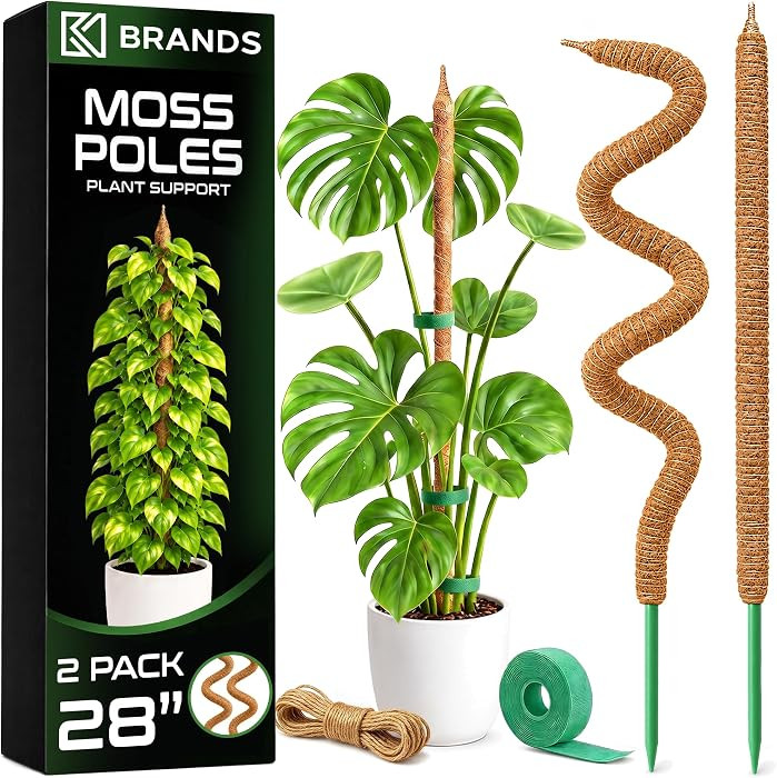 2Pcs 28'' Moss Pole Monstera Plant Support - Plant Stakes for Indoor Plants | Amazon (US)