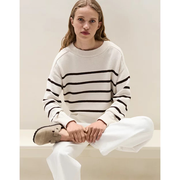 Cotton Stripe Curved Hem Jumper | Jumpers & Cardigans | The  White ... | The White Company UK & ROW