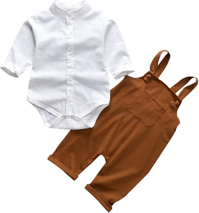 Unutiylo Baby Boys Clothes for Gentleman Outfits,Toddler Overalls Baby Suspender Pants and Bodysu... | Amazon (US)
