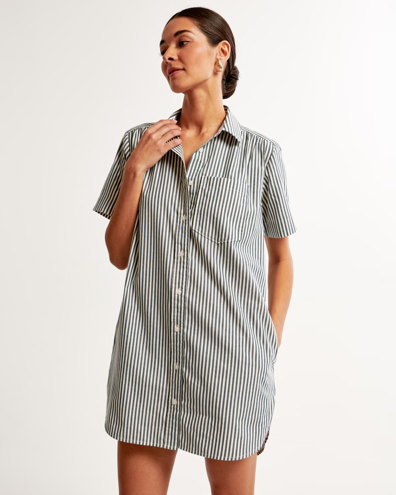 Relaxed Poplin Shirt Dress | Abercrombie & Fitch (US)