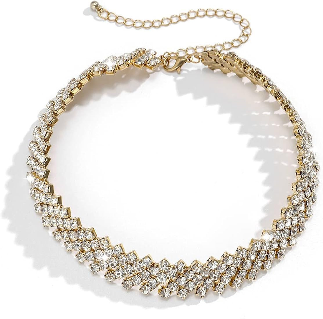 Jeairts Rhinestone Choker Necklace Gold Sparkly Crystal Necklaces Party Prom Neck Chain Jewelry f... | Amazon (US)