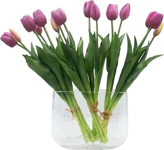 15pcs Artificial Tulips Flowers, Fake Tulips Real Touch, Faux Latex Bouquets, for Party Wedding H... | Amazon (US)