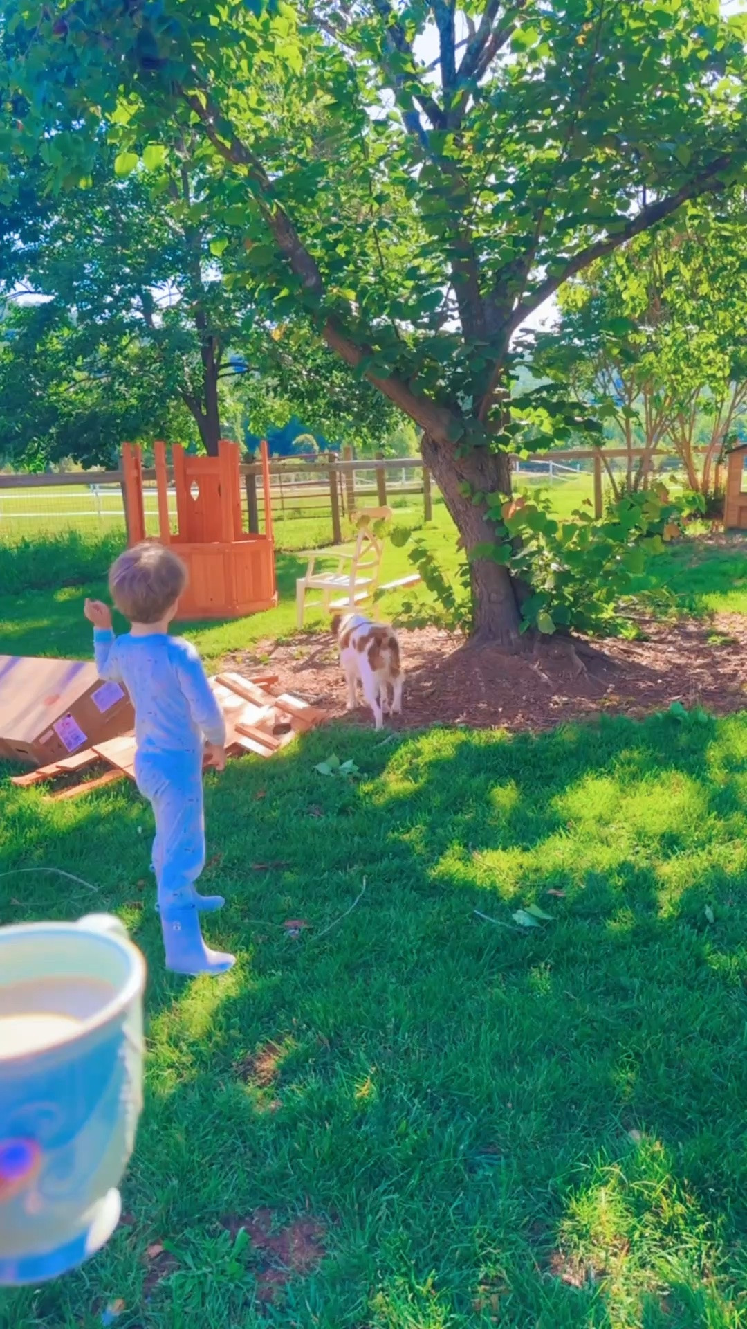“Dada” got started on the playhouse/swingset  🛝 last night and the boys lovedddd getting to wake up (in their jammies 🤭) to see the progress 🛠️ he had made!! 🤗 Judson picked the “perfect spot” 👌🏽 for it 🌳🌾 and I know these cuties are going to have the time of their lives out here in the years upon years to come!! 🫶🏽 And what a view!!! 😍