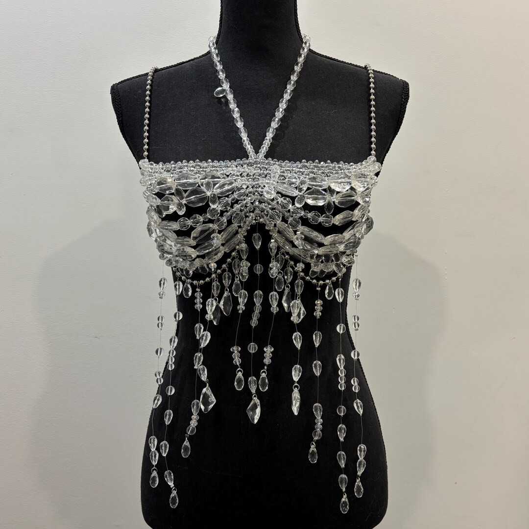 Handmade Beaded Top , Crystal Top , Chain Top, Cover Up, Beach Wear, Bralette, Crystal Beads | Etsy (US)