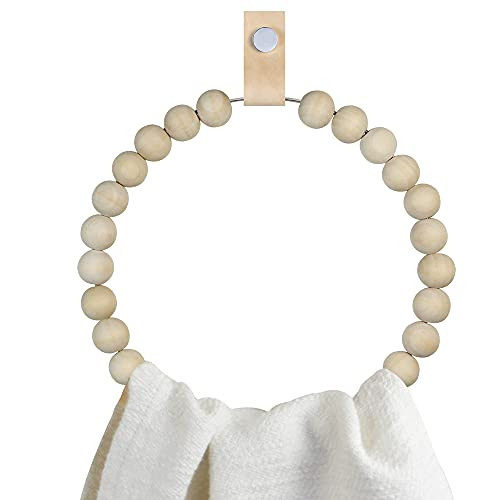 Handmade boho towel rack wood towel ring boho decor rustic farmhouse hand towel holder boho kitchen  | Amazon (US)