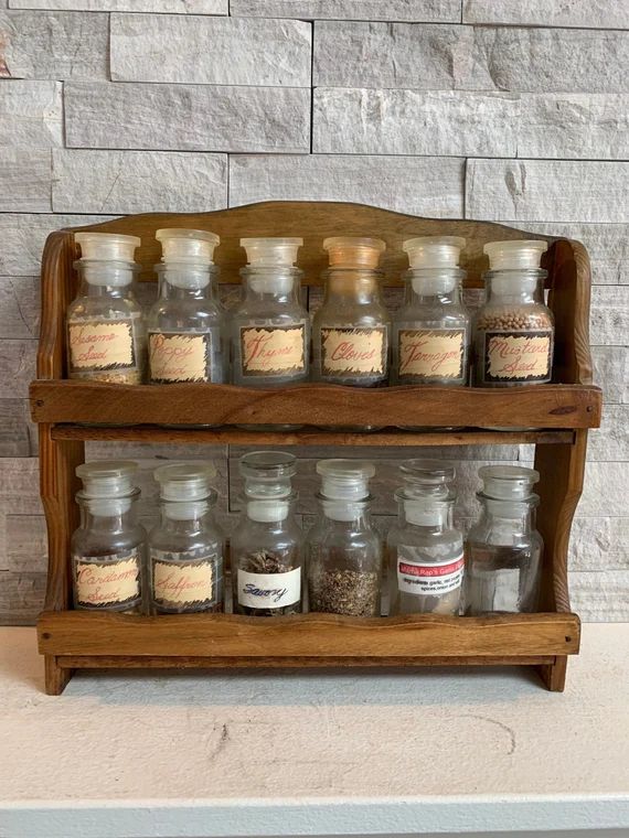Vintage Wood Spice Cabinet-wall Mount Spice Rack-mid Century - Etsy | Etsy (US)