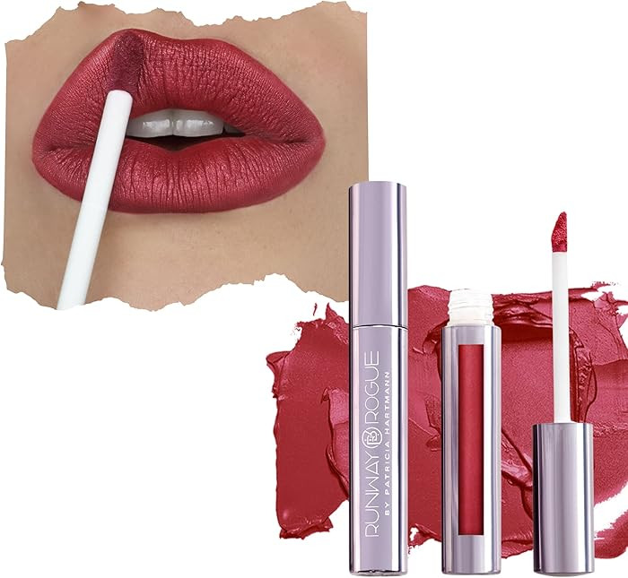 Runway Rogue Silk Glam Liquid Lipstick, Long Wear Frosted Pomegranate Lipstick, ‘Cocktail Hour... | Amazon (US)