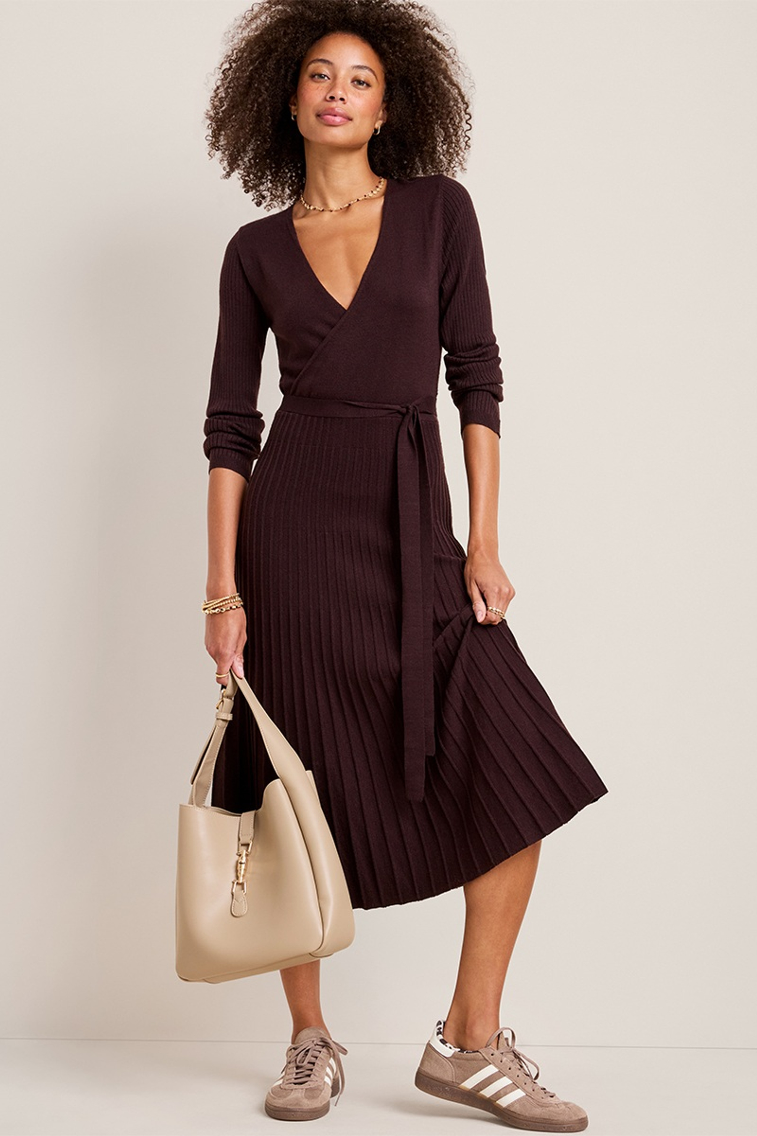 Donna Pleated Knit Midi Dress | Francesca's