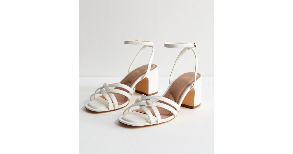 White Leather-Look Strappy Block Heel Sandals | New Look | New Look (UK)