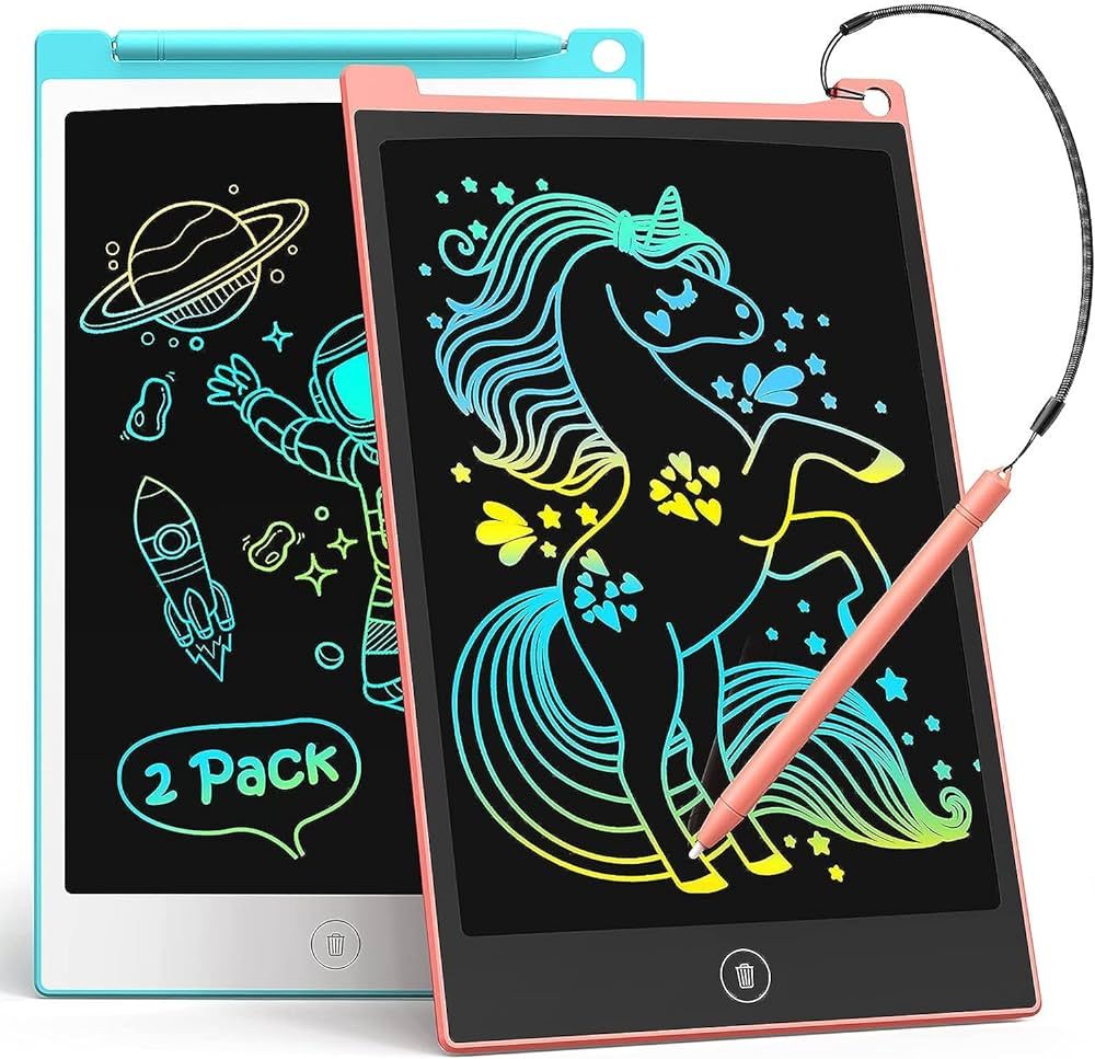 TECJOE 2 Pack LCD Writing Tablet, 8.5 Inch Colorful Doodle Board Drawing Tablet for Kids, Kids Trave | Amazon (US)