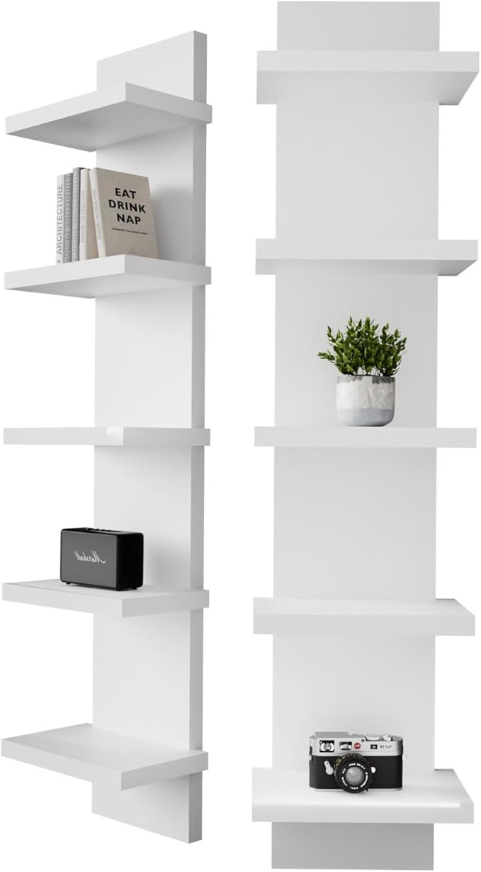 5 Tier Wall Shelf Unit, White Versatile Lack Wall Shelf, Display Floating Shelves for Bedroom Bat... | Amazon (US)