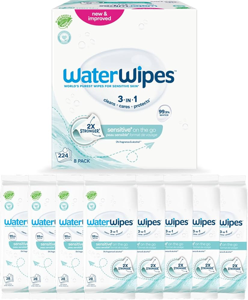 WaterWipes Sensitive+ On The Go Wipes, 3-In-1 Cleans, Cares, Protects, 99.9% Water, Unscented & H... | Amazon (US)