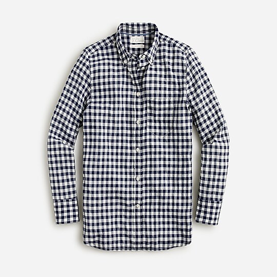 Classic-fit shirt in crinkle gingham | J. Crew US