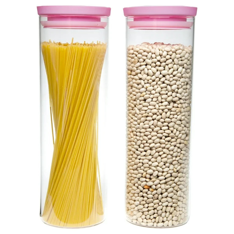 Paris Hilton 2-Piece Glass Food Storage Canister Set with Lids, Kitchen Containers for Flour, Sug... | Walmart (US)