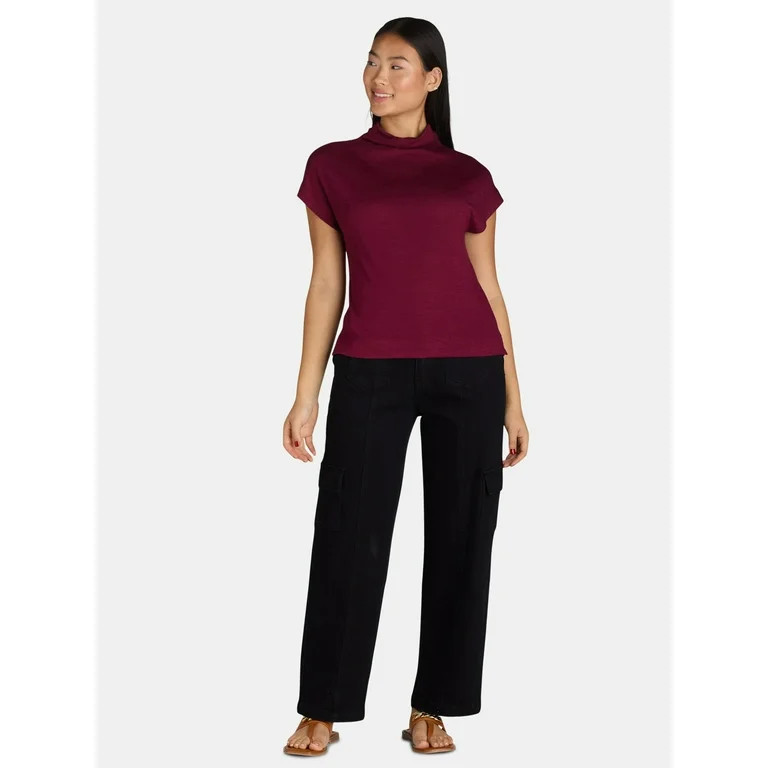 Time and Tru Women's Mock Neck Hacci Knit Tee, Sizes XS-XXXL | Walmart (US)