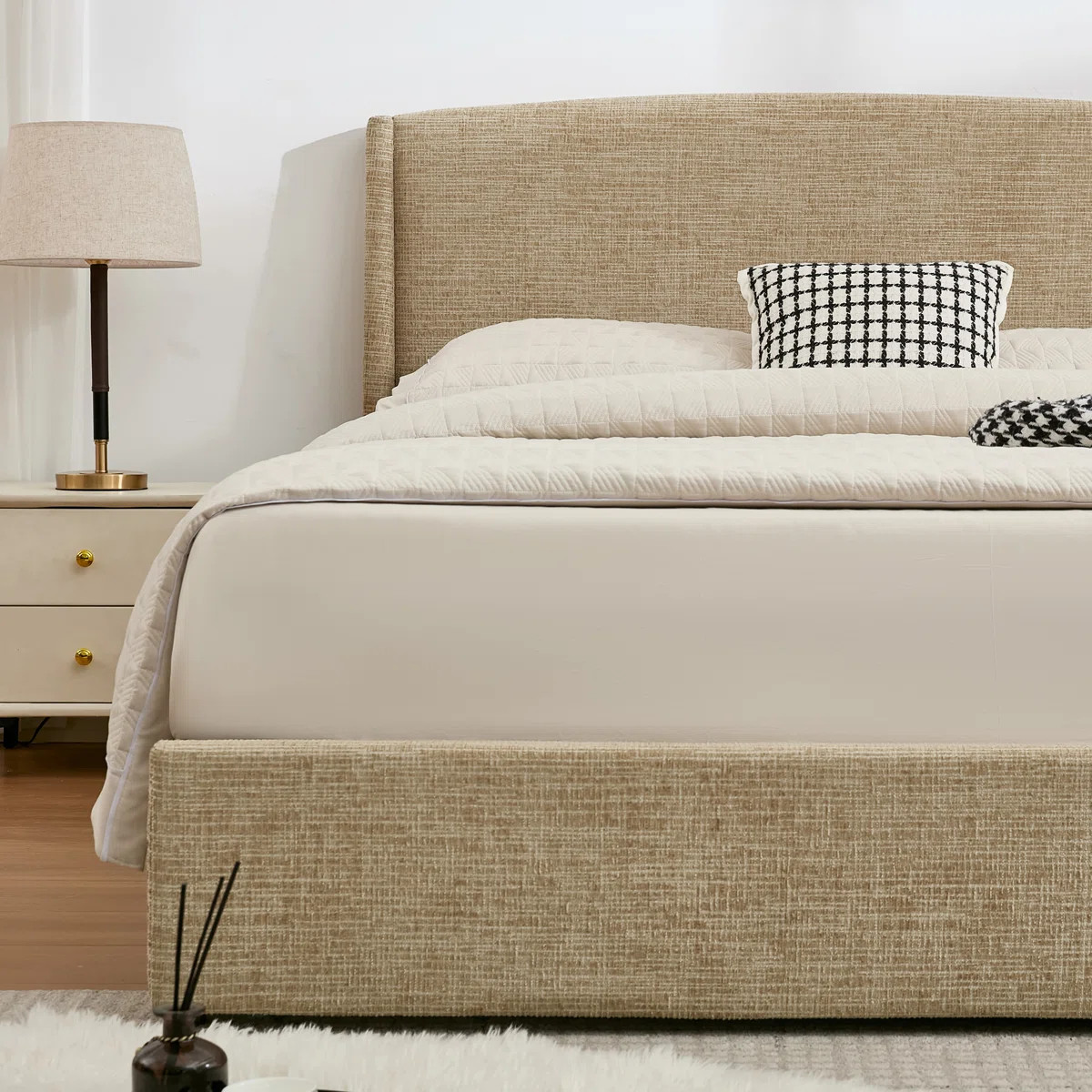 Braya Upholstered Platform Storage Bed With 4 Drawers,Light Brown,Full | Wayfair North America