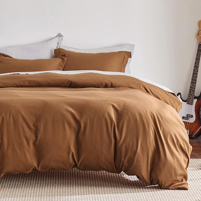 Bedsure Twin Duvet Cover Brown - Soft Brushed Microfiber Duvet Cover Set 2 Pieces with Zipper Clo... | Amazon (US)