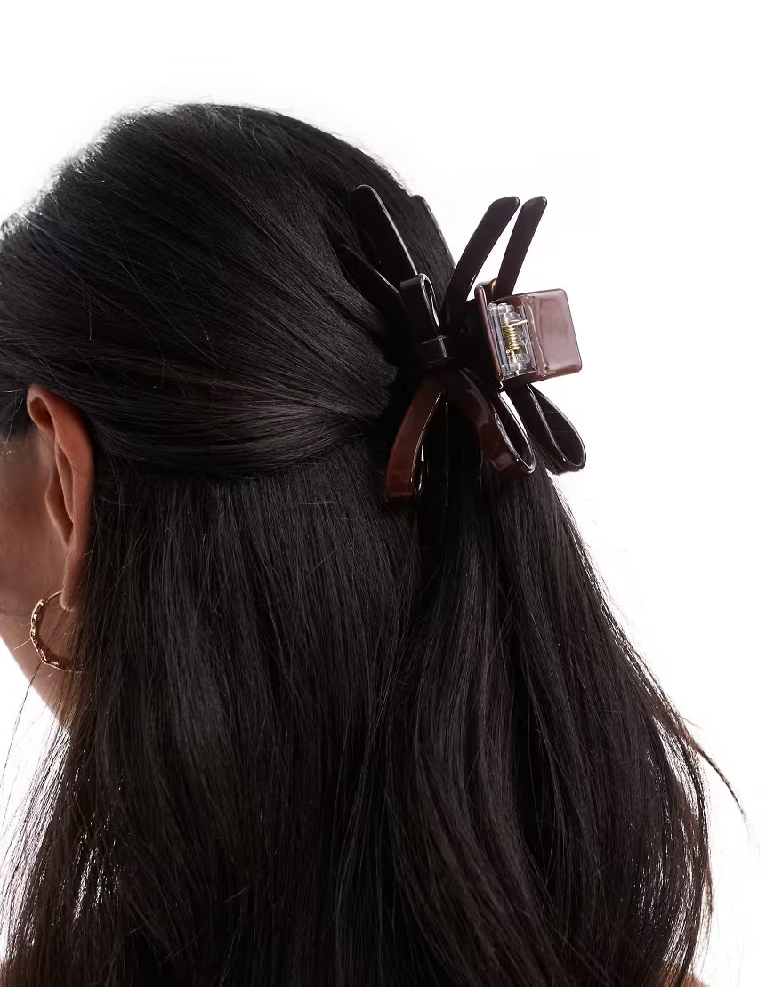 True Decadence bow hair claw clip in brown | ASOS (Global)