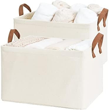 StorageWorks Metal Storage Baskets For Shelves With Frame, Rectangle Storage Bins, Natural Color,... | Amazon (US)