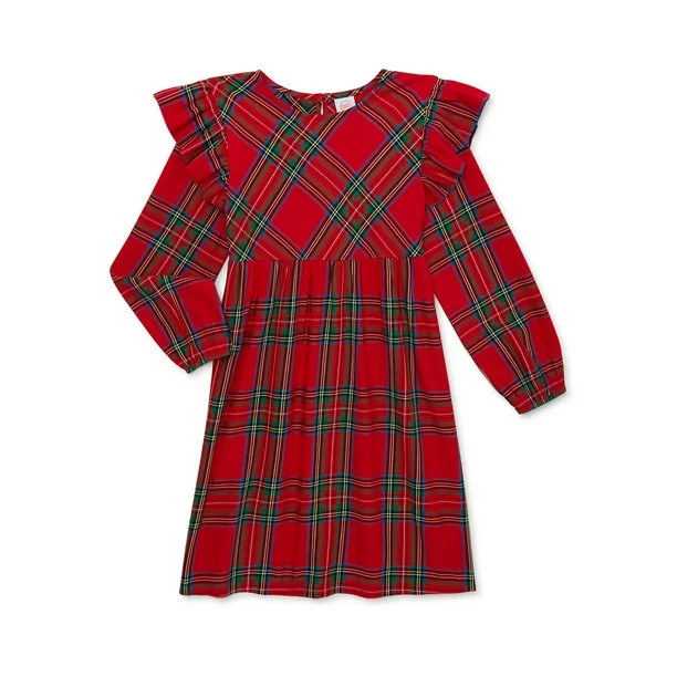 Wonder Nation Girls Long Sleeve Peasant Dress, Sizes 4-18 & Plus - Walmart.com | Walmart (US)