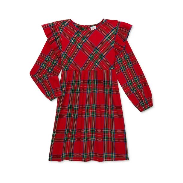 Wonder Nation Girls Long Sleeve Peasant Dress, Sizes 4-18 & Plus - Walmart.com | Walmart (US)