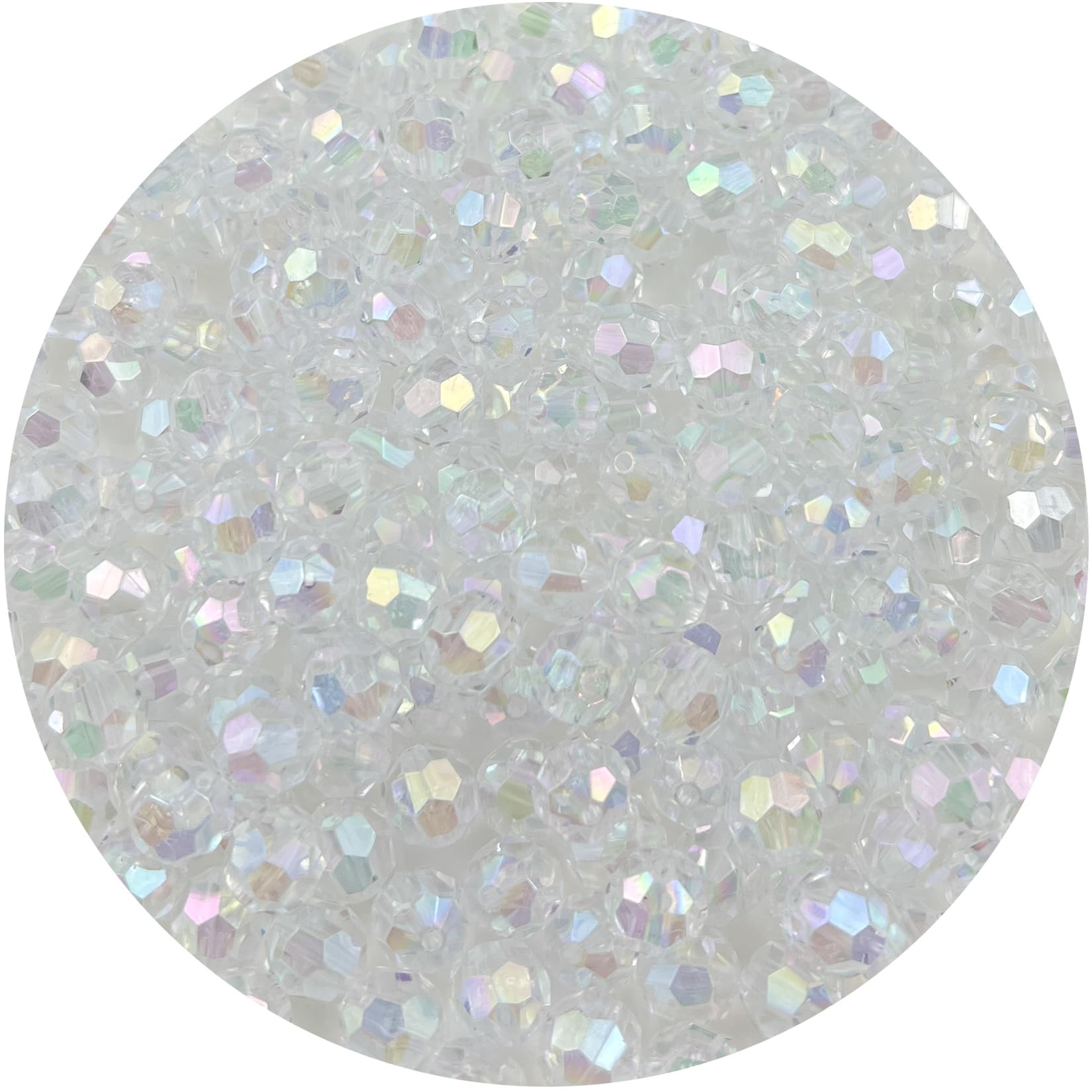 400 Pcs 8MM Round Faceted Acrylic Beads AB Color Transparent Crystal Acrylic Beads Round Bicone B... | Amazon (US)