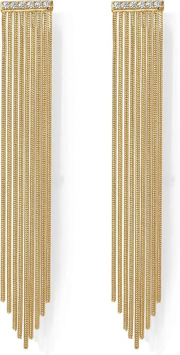 PAVOI 14K Gold Plated Long Tassel Dangle Earrings for Women - 925 Sterling Silver Posts Elegant R... | Amazon (US)