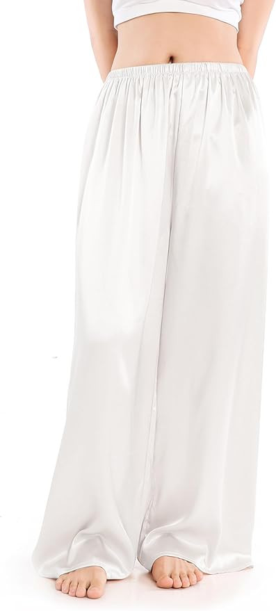 Wantschun Womens Wide Leg Pajama Pants Satin Silk Casual Loose Elastic Waist Lounge Pants Pj Bott... | Amazon (US)