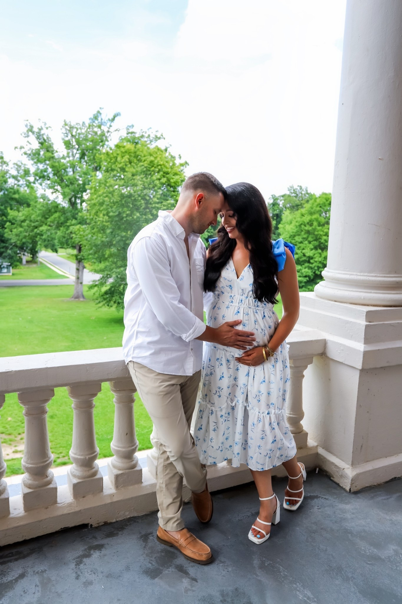 Under $45 Amazon bow tiered midi dress (medium, 2 colors), under $40 Amazon white heels (tts) a perfect baby shower look! #founditonamazon 29 weeks pregnant! 

#LTKFindsUnder50 #LTKBump #LTKSaleAlert