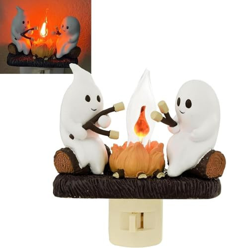 olybell Ghost Campfire Flickering Night Light, Ghosts Campfire Flicker Flame Nightlight, 3D Small Electric Faux Campfire Night Light, Halloween Indoor Decorations | Amazon (US)
