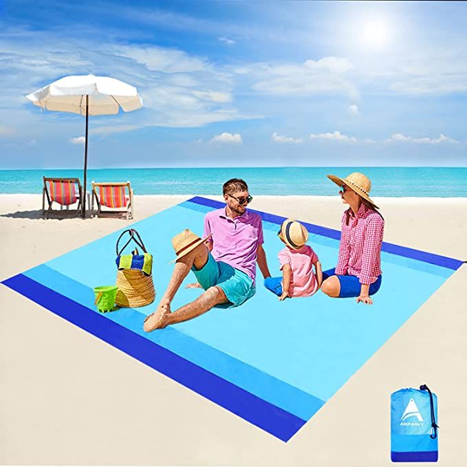 Beach Blanket, Beach Mat Outdoor Picnic Blanket Compact for 4-7 Persons Water Proof and Quick Dry... | Amazon (US)